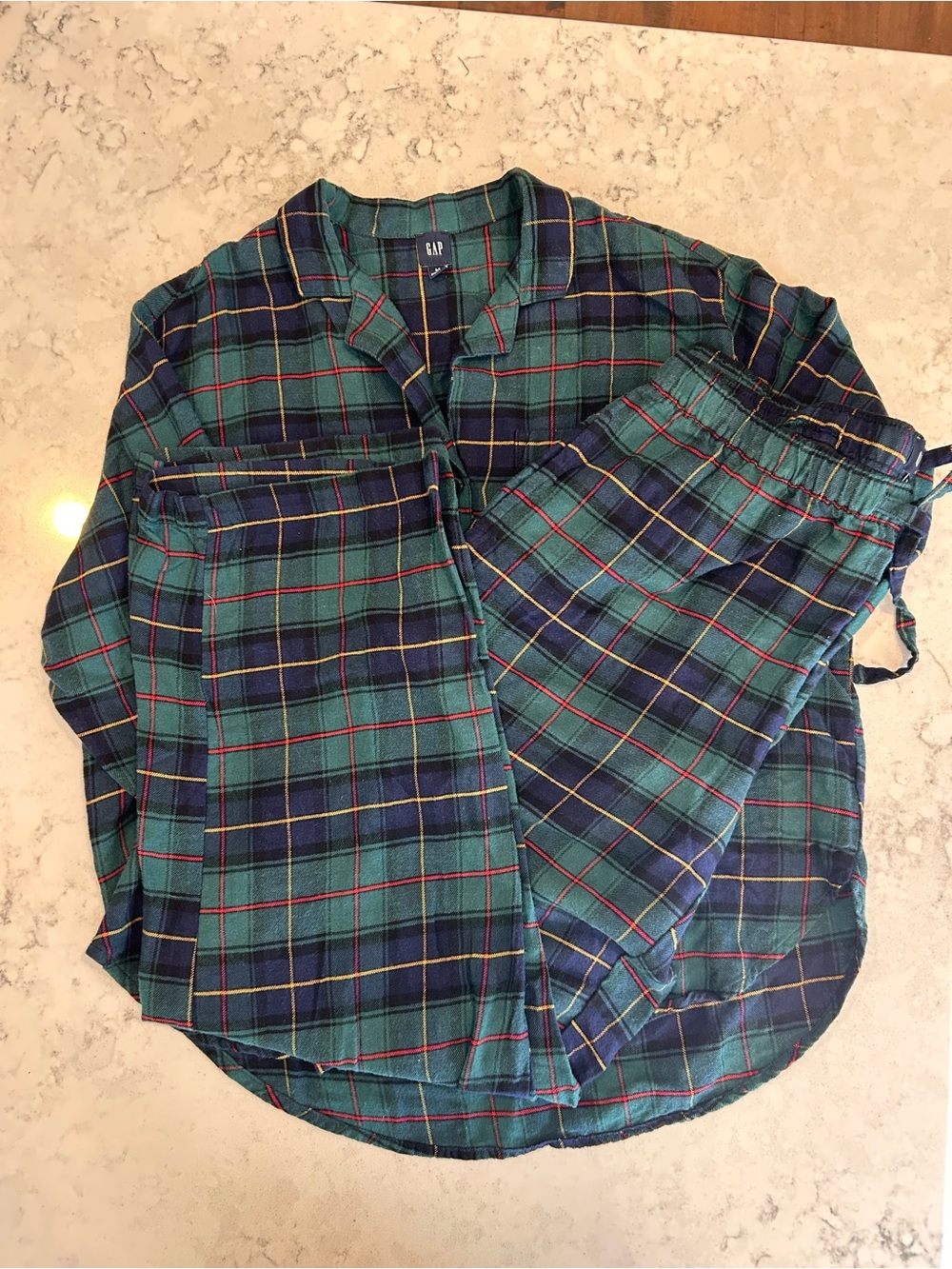 GAP Green & Navy Plaid unisex Pajama Set